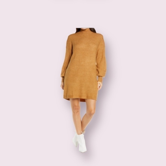NEW Vero Moda Mock Neck Slouchy Puff Sleeves Soft Stretch Sweater Dress Size XL - Picture 1 of 9
